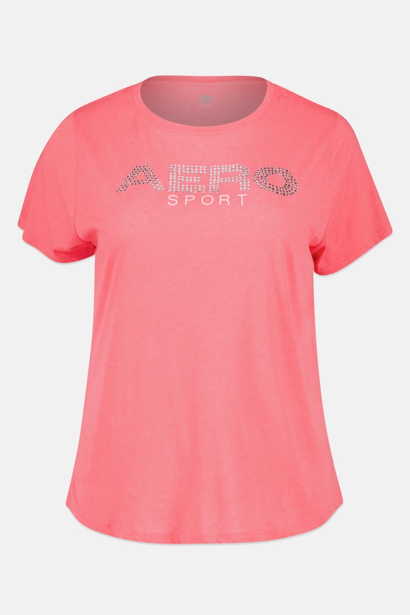 Aeropostale Women Plus Size Short Sleeves Outdoor T-Shirt, Pink - Image 2